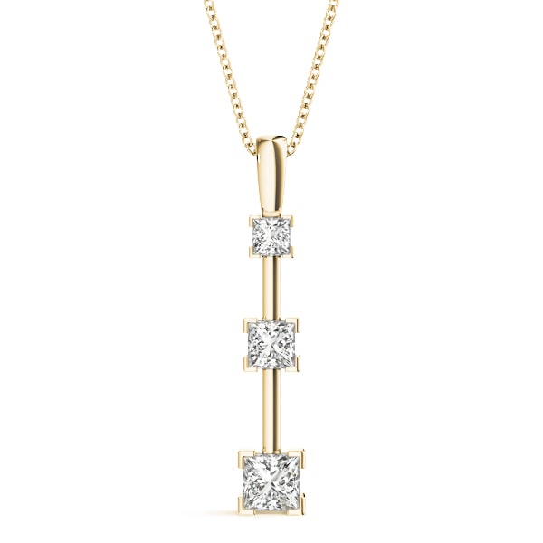 14K Yellow Gold 1 1/3 ct tw Three Stone Diamond Pendant
