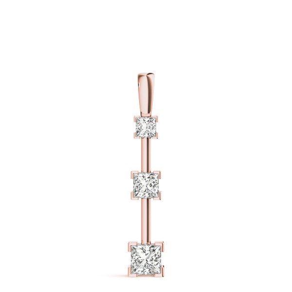 18K Rose Gold 1 1/3 ct tw Three Stone Diamond Pendant