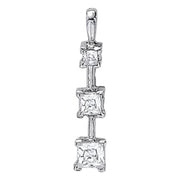 18K White Gold 1 1/3 ct tw Three Stone Diamond Pendant