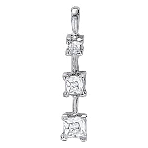 18K White Gold 1 1/3 ct tw Three Stone Diamond Pendant