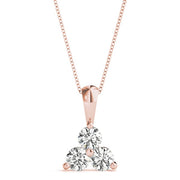 14K Rose Gold 1 ct tw Three Stone Diamond Pendant