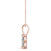 14K Rose Gold 1 ct tw Three Stone Diamond Pendant