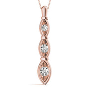 14K Rose Gold 1/2 ct tw Three Stone Diamond Pendant