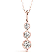 14K Rose Gold 1/2 ct tw Three Stone Diamond Pendant