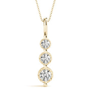 14K Yellow Gold 1/2 ct tw Three Stone Diamond Pendant