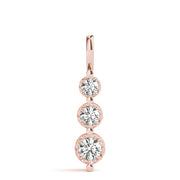 18K Rose Gold 1/2 ct tw Three Stone Diamond Pendant
