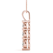 14K Rose Gold 1/2 ct tw Three Stone Diamond Pendant