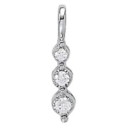 14K White Gold 1/2 ct tw Three Stone Diamond Pendant