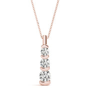 14K Rose Gold 1 ct tw Three Stone Diamond Pendant