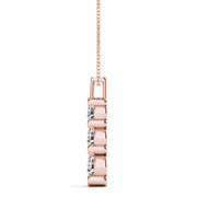14K Rose Gold 1 ct tw Three Stone Diamond Pendant