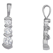 18K White Gold 1 ct tw Three Stone Diamond Pendant