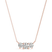 18K Rose Gold 7/8 ct tw Three Stone Diamond Pendant