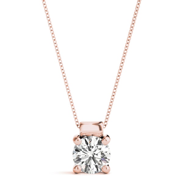 14K Rose Gold 1 ct tw Solitaire Diamond Pendant