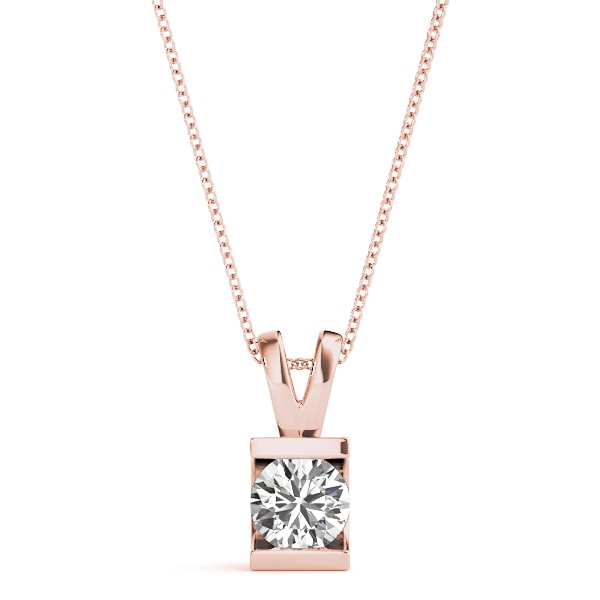 14K Rose Gold 1 ct tw Solitaire Diamond Pendant