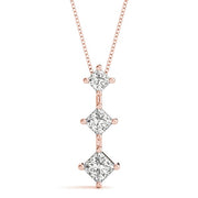 18K Rose Gold 1 ct tw Three Stone Diamond Pendant