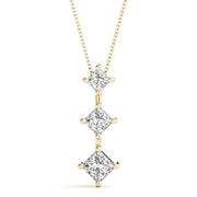 14K Yellow Gold 1 ct tw Three Stone Diamond Pendant