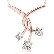 14K Rose Gold 1 ct tw Three Stone Diamond Pendant