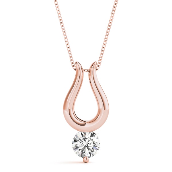 14K Rose Gold 1/2 ct tw Solitaire Diamond Pendant