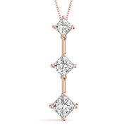 14K Rose Gold 1 ct tw Three Stone Diamond Pendant