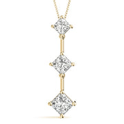 14K Yellow Gold 1 ct tw Three Stone Diamond Pendant