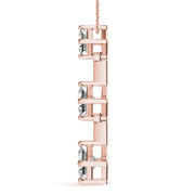 18K Rose Gold 1 ct tw Three Stone Diamond Pendant