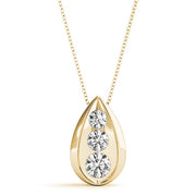 18K Yellow Gold 1 ct tw Three Stone Diamond Pendant