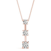 14K Rose Gold 1 ct tw Three Stone Diamond Pendant