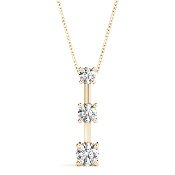 14K Yellow Gold 1 ct tw Three Stone Diamond Pendant