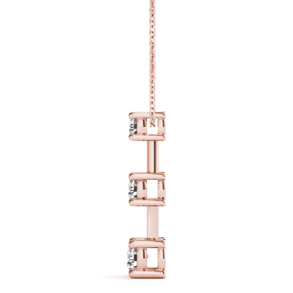 18K Rose Gold 1 ct tw Three Stone Diamond Pendant