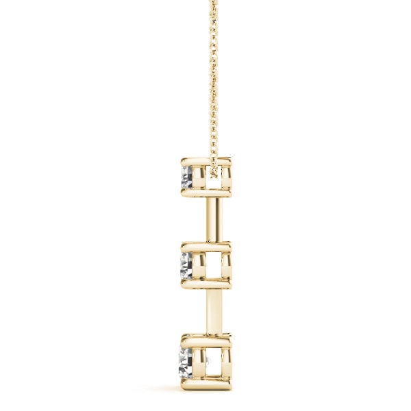 14K Yellow Gold 1 ct tw Three Stone Diamond Pendant