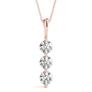 18K Rose Gold 1 ct tw Three Stone Diamond Pendant
