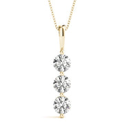 14K Yellow Gold 1 ct tw Three Stone Diamond Pendant