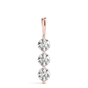 14K Rose Gold 1 ct tw Three Stone Diamond Pendant