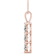 14K Rose Gold 1 ct tw Three Stone Diamond Pendant
