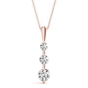 18K Rose Gold 1/2 ct tw Three Stone Diamond Pendant