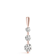 14K Rose Gold 1/2 ct tw Three Stone Diamond Pendant