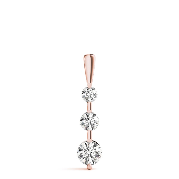 14K Rose Gold 1/2 ct tw Three Stone Diamond Pendant