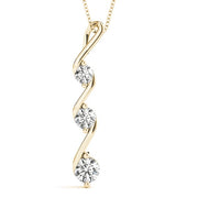 14K Yellow Gold 1/2 ct tw Three Stone Diamond Pendant