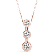 18K Rose Gold 1/2 ct tw Three Stone Diamond Pendant
