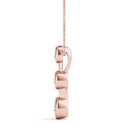 14K Rose Gold 1/2 ct tw Three Stone Diamond Pendant
