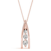 14K Rose Gold 1/2 ct tw Three Stone Diamond Pendant