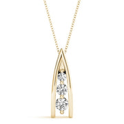 18K Yellow Gold 1/2 ct tw Three Stone Diamond Pendant