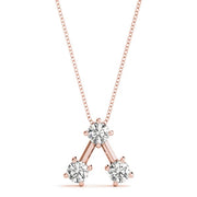 14K Rose Gold 1 ct tw Three Stone Diamond Pendant