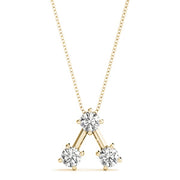 18K Yellow Gold 1 ct tw Three Stone Diamond Pendant