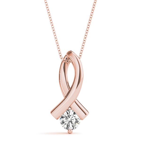 18K Rose Gold 1/3 ct tw Solitaire Diamond Pendant
