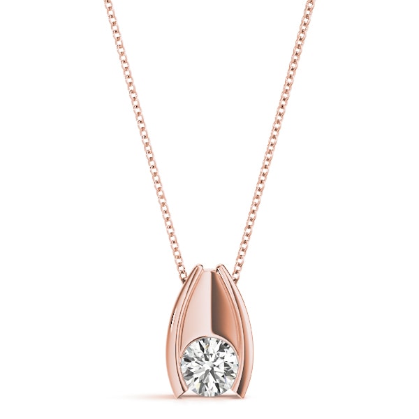 14K Rose Gold 1/3 ct tw Solitaire Diamond Pendant