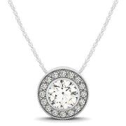 Platinum 1 1/6 ct tw Halo Diamond Pendant