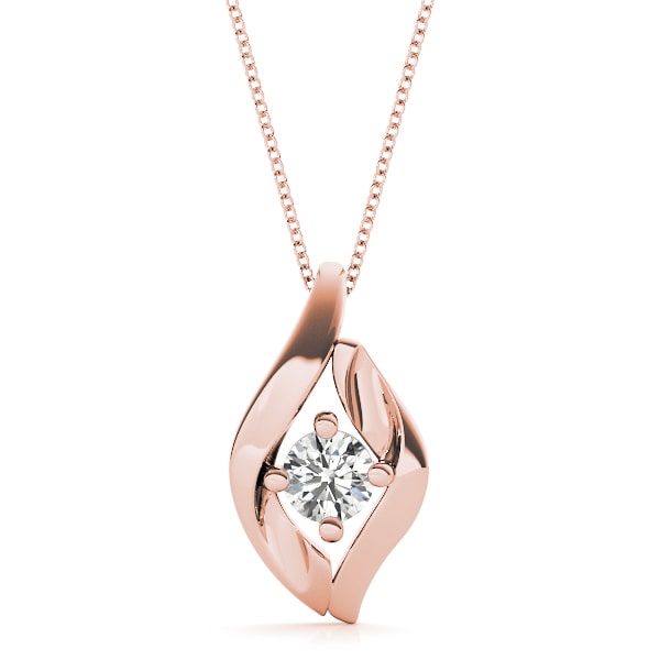 14K Rose Gold 1/3 ct tw Solitaire Diamond Pendant