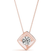 18K Rose Gold 1 ct tw Solitaire Diamond Pendant