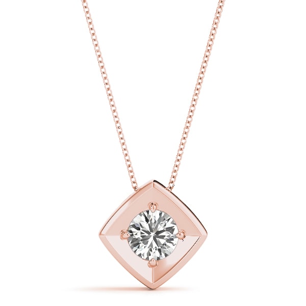 18K Rose Gold 1 ct tw Solitaire Diamond Pendant
